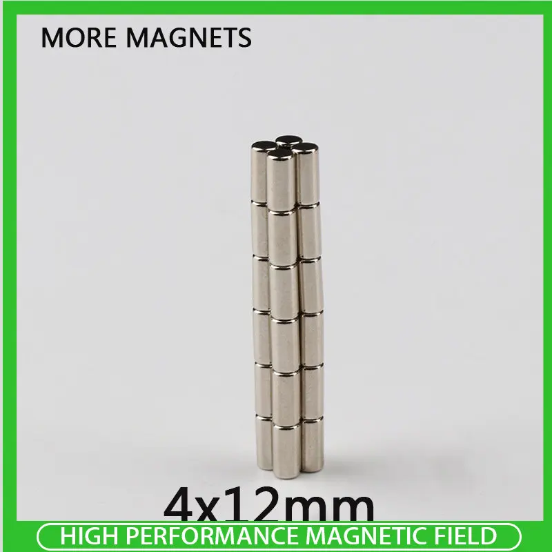 

20~300PCS 4x12mm N35 Magnet Strong Round Magnet 4mm x 12mm Permanent Fridge Electromagnet Rare Earth Magnetic Sheet Disc