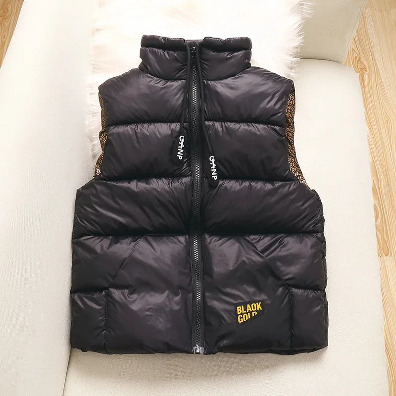 Winter Warm Girls Boys Cotton Lined Turtleneck Drawstring Zip Puff Vest Child Therme Waistcoat School Kids Outfit Tops 5-14Years