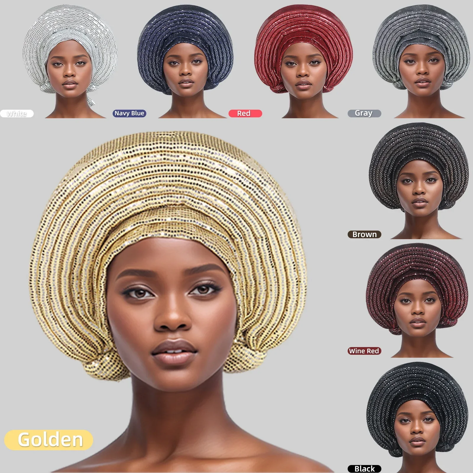 

African Auto Gele Women's Turban Cap Nigeria Headtie Wedding Party Head Ties Female Head Wraps Already Made Autogele Headpiece
