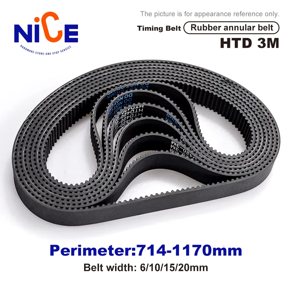 HTD 3M High-Quality Rubber Timing Belt Perimeter 681/684/696/699mm-945/954/960/966/mm Width 6/10/15/20mm