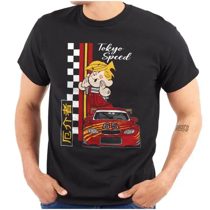 Kanji Dennis The Menace Tokyo Speed Racecar Womens or Mens Crewneck T Shirt Tee
