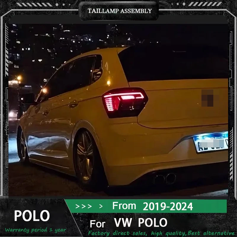 Car Taillights Assembly for Volkswagen Polo 2019-2023 LED Auto Rear Back Lamps Upgrade High Configure Taillights Car Accessories