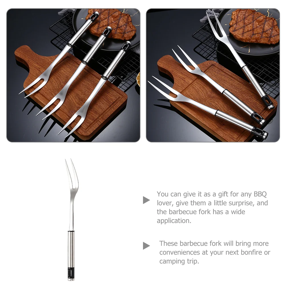 Stainless Steel Barbecue Spit Meat Serving Forks Kitchen Roasting Skewers Metal Grill Equipment U-shaped