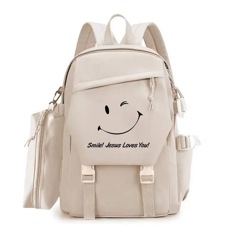 

Girls Backpacks School Bagpacks Usb Schoolbag Girl Bookbag Back To School Backpack Smile Jesus Loves You Print Students Bagpacks