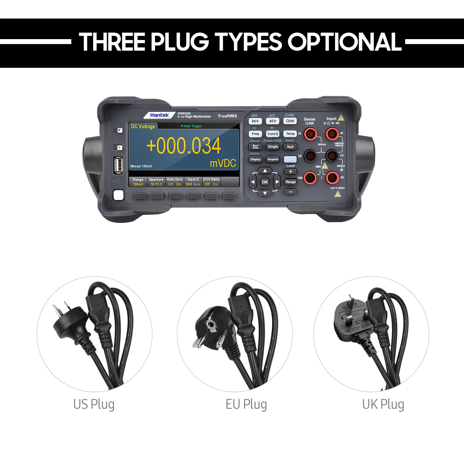 مقياس متعدد رقمي لسطح المكتب HDM3055 عالي الدقة 5 1/2 30 kS/s الحصول على البيانات مقياس احترافي لدرجة الحرارة RMS