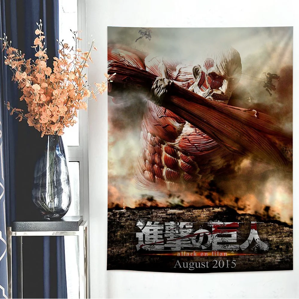 Anime A-Attack On-Titan Anime Tapestry Hippie Flower Wall Carpets Dorm Decor Wall Hanging Home Decor