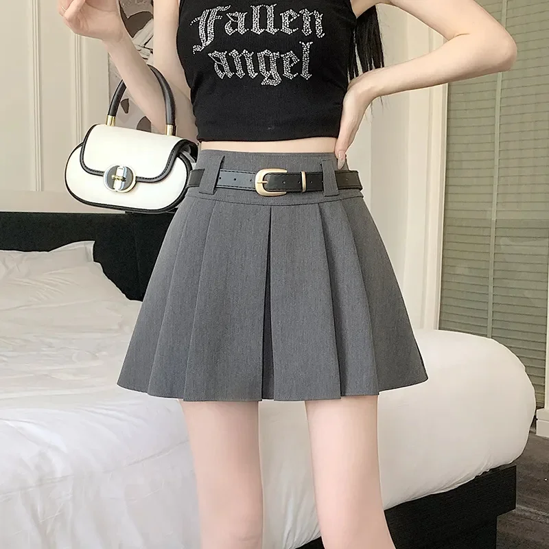تنورة للسيدات 2026 ملابس الصيف النسائية عالية الخصر Harajuku الكورية نمط أسود صغير مطوي تنورة لفتاة المدرسة موحدة #1