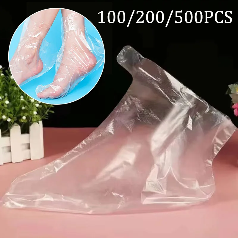 100-500pcs Disposable Foot Moisturizing Socks Transprent Foot Bags PE Foot SPA Covers Callus Remover Feet Care Pedicure Tools