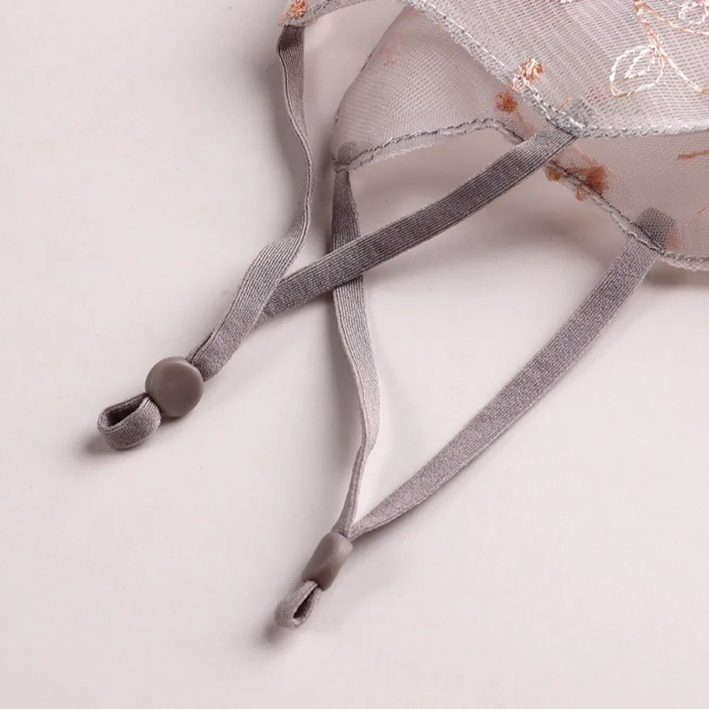 Fashion Embroider Flower Veil Mask Breathable Dustproof Lace Mask Adjustable Thin Sunscreen Face Mask