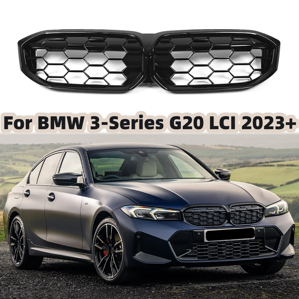 

Передний бампер для BMW G20 G28 LCI 3 серии 2023 + 330i M340i решетка с бриллиантами полностью черный Стиль гоночная решетка автомобильные аксессуары