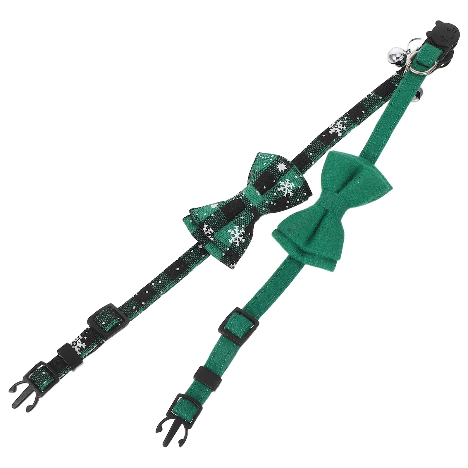 

2pcs Adjustable Cat Collar: Bow Tie Pet Neck Collar With Bell For Kittens Small Dogs Holiday Party Decorative Breakaway Safety