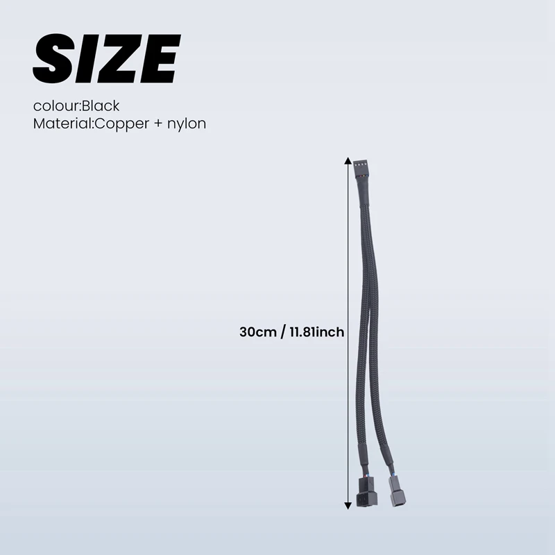 Cavo splitter ventola PWM da 3 pezzi Cavo di alimentazione prolunga con manicotto a Y a 2 vie da 4 pin Convertitore da 1 a 2 per scheda madre del PC, ventola CPU del computer