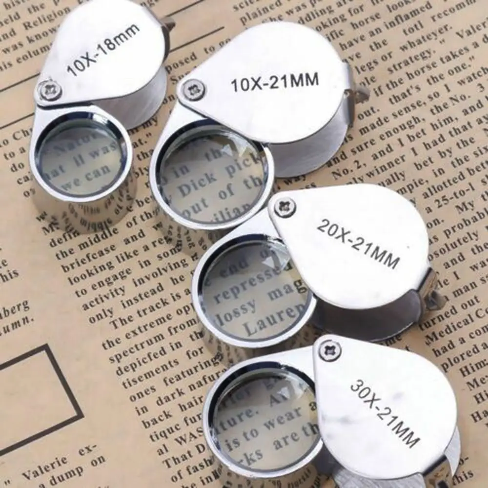 10/15/20/30X Mini Metal Magnifier Reading Map Jewelry Folding Keychain Loupe Daily Hand Magnifying Glass Tool Gift Supplies