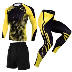 Men's Workout Sports Suit Gym Fitness Compression Sportswear Set Running Jogging Sport Wear Clothes Exercise Rashguard Tracksuit