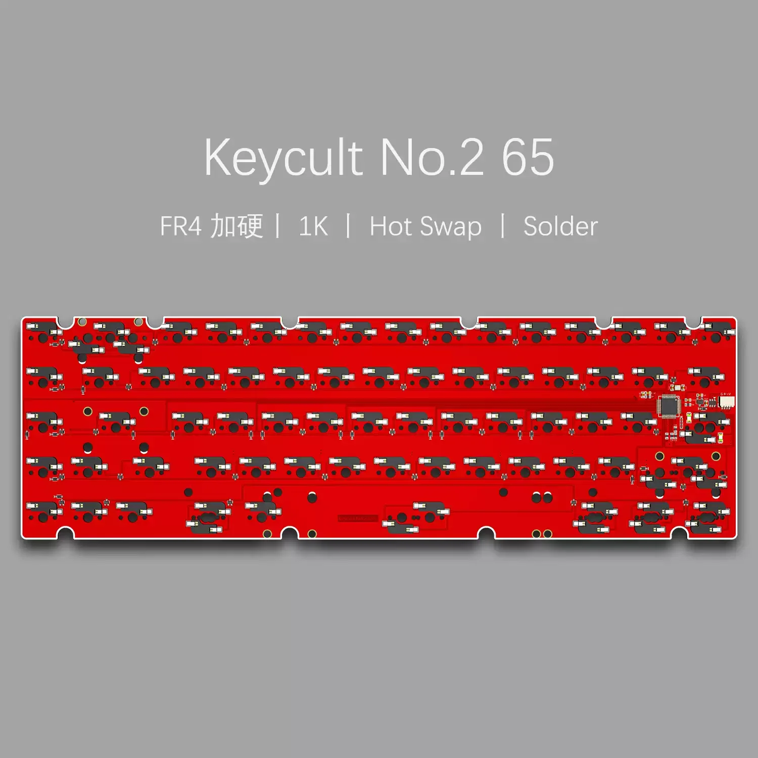 VIA Remap 1.6mm Hotswap or Solderable pcb for Keycult No.2 65 mechanical keyboard rate1k FR4 base