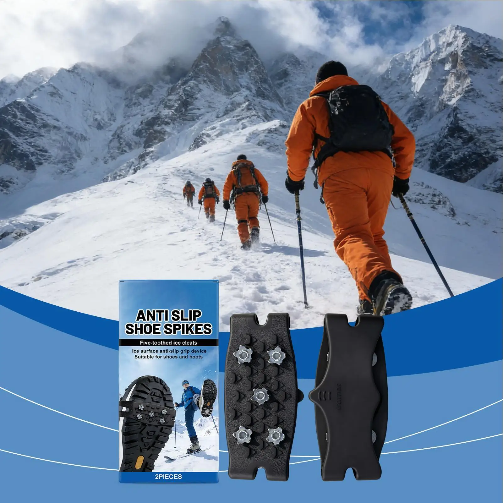 Ice Cleats For Shoes And Boots Anti-Slip Gripper Crampons Ice Spikes For Shoes For Winter Hiking Climbing Fishing Trekking view 2