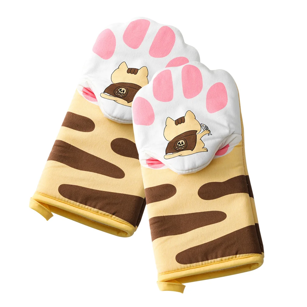 1PC Cute Cat Paws Oven Mitts Cat Claw Baking Oven Gloves Anti-scald Microwave Heat Resistant Insulation Non-slip Cat Paw Gloves