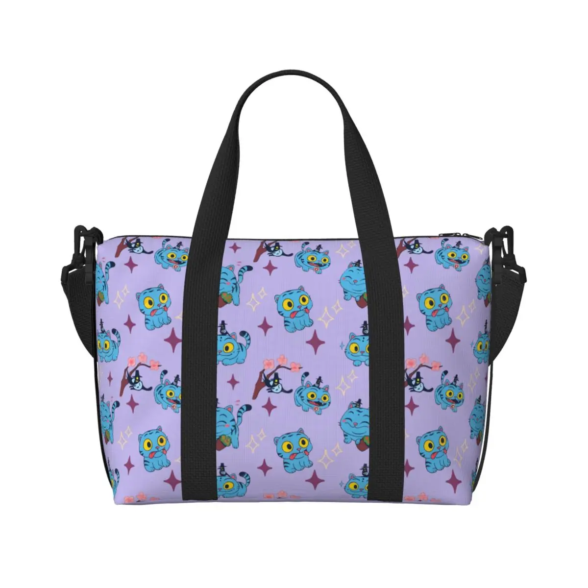 

Custom Kpop Hunter Demons Beach Tote Bag for Women Extra Large Gym Carry On Derpy Travel Shopping Bags