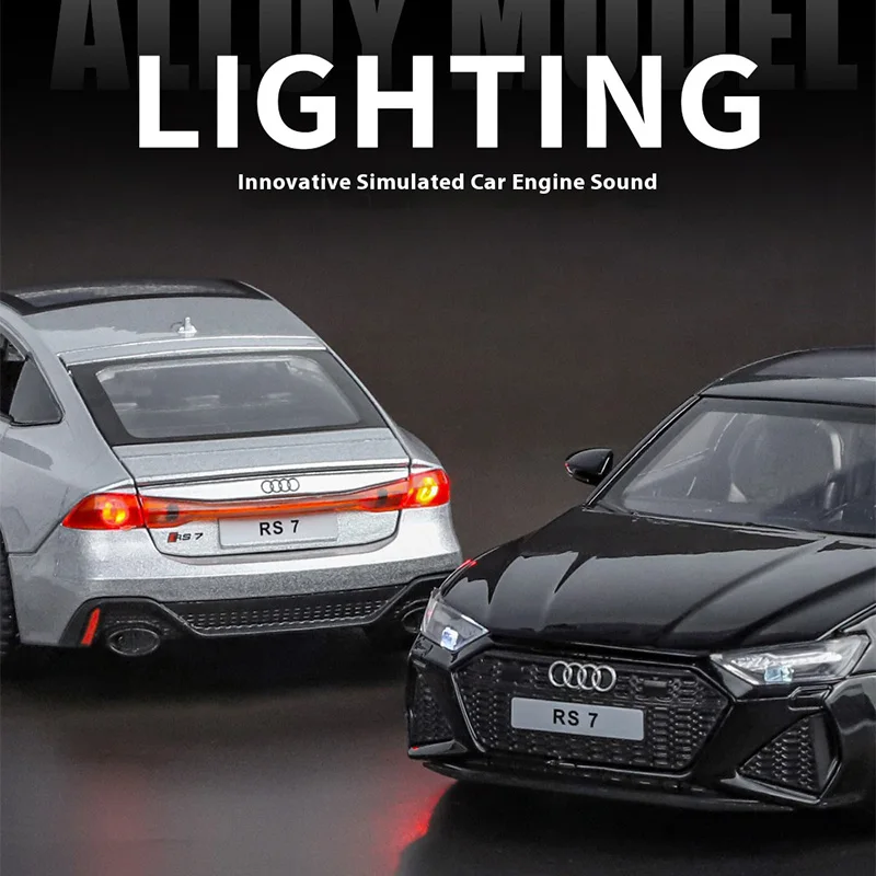 1/32 escala rs7 modelo de carro brinquedo liga diecast alta simulação com som e luz puxar para trás veículos brinquedos para crianças presentes natal