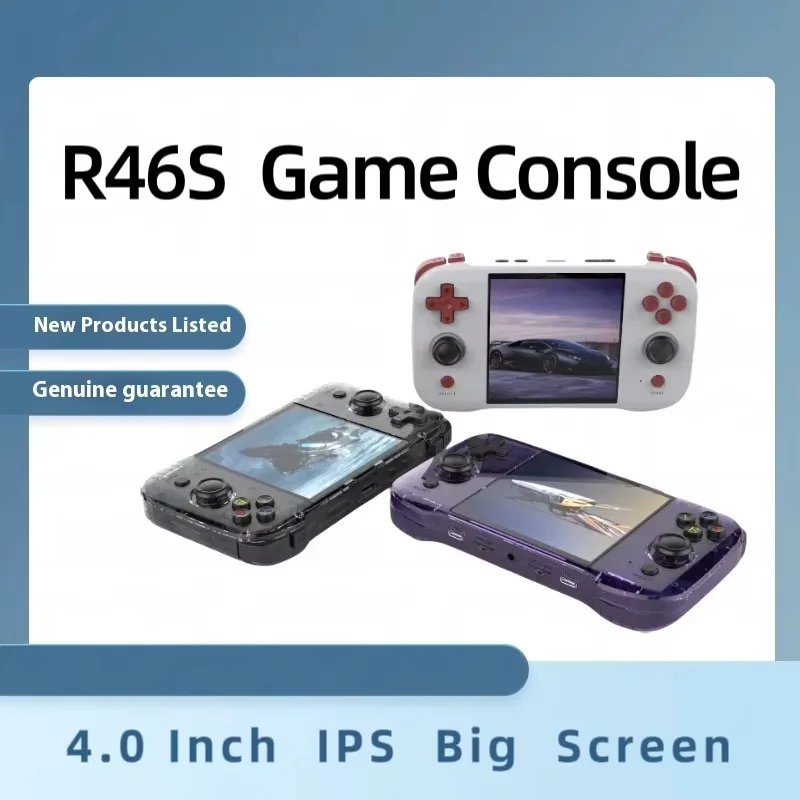 

R46S Retro Game Console 4.0inch IPS Big Screen Player 64G/128G Kid Portable Pocket Video Player 15000+Games Linux System