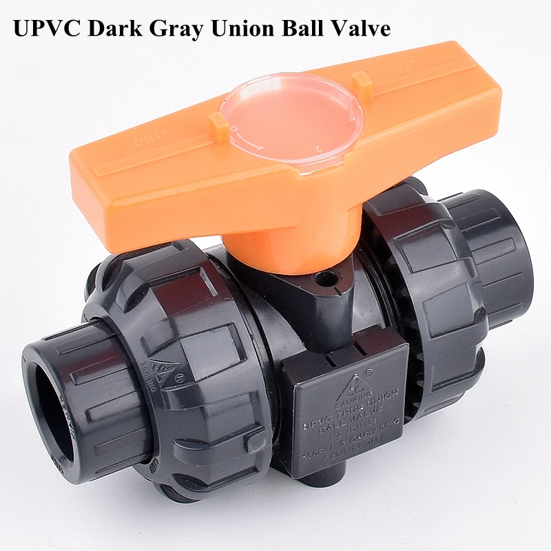 

20~50mm UPVC Dark Gray Unions Ball Valve Garden Irrigation Water Pipe Socket Ball Valve Aquarium Home Water Flow Control Valve