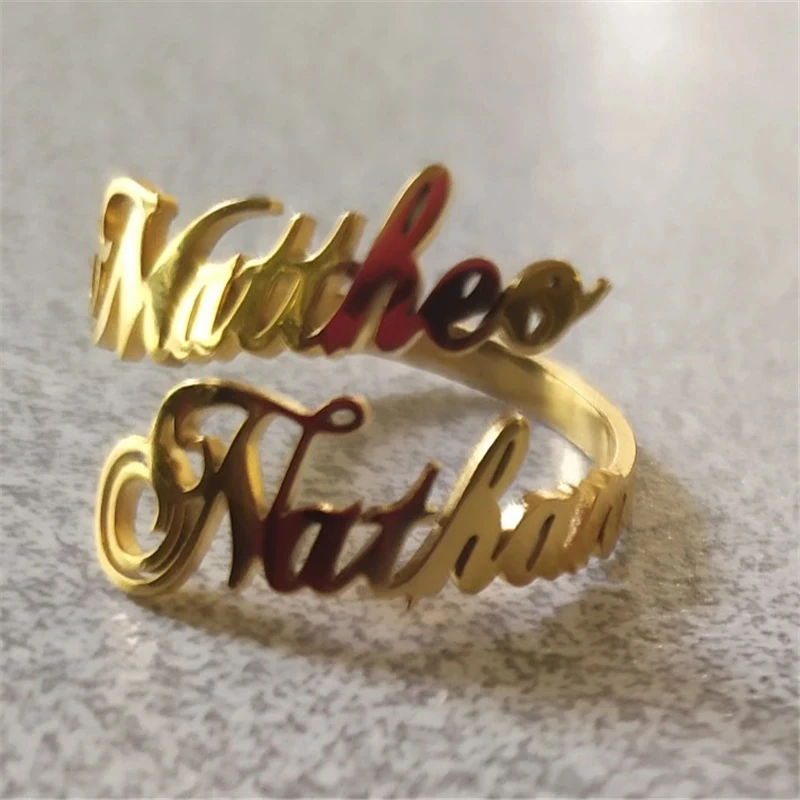 

Customized Name Letter Men Women Adjustable Opening Ring Stainless Steel Personalized Unique Alphabet Couple Rings Jewelry