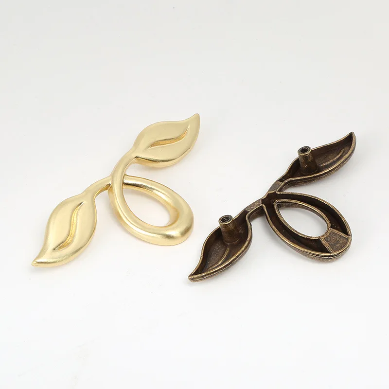 Leaf Shape Zinc Alloy Furniture Handles 50mm 76mm Hole Spacing  Cabinet Drawer Pulls Wardrobe Handles Home Kitchen  Accessories