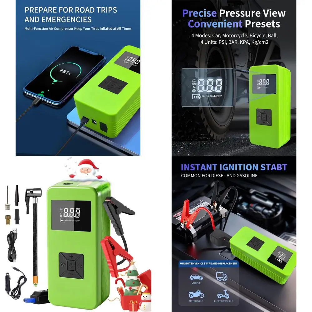 

Портативный автомобильный аккумуляторный стартер с воздушным компрессором, 8000A Peak 150PSI Jump Box для дизельного двигателя до 6,0 л/3,0 л, Power Bank с