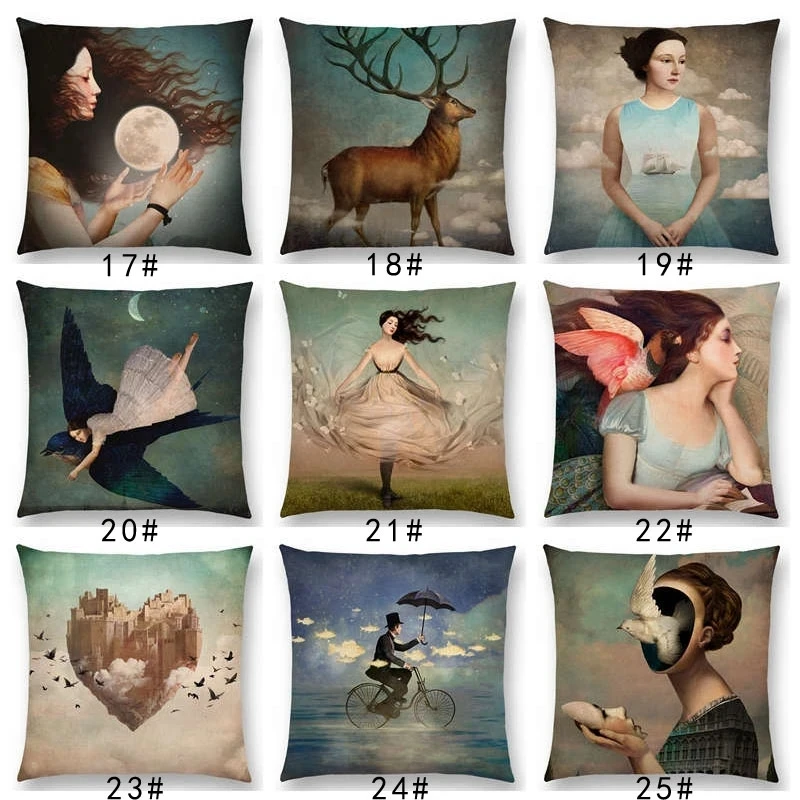 New Elegant Lady Lovely Girl Shakespeare Plays Fantasy Painting Heart Free Wish Sea Cushion Cover Sofa Throw Pillow Case