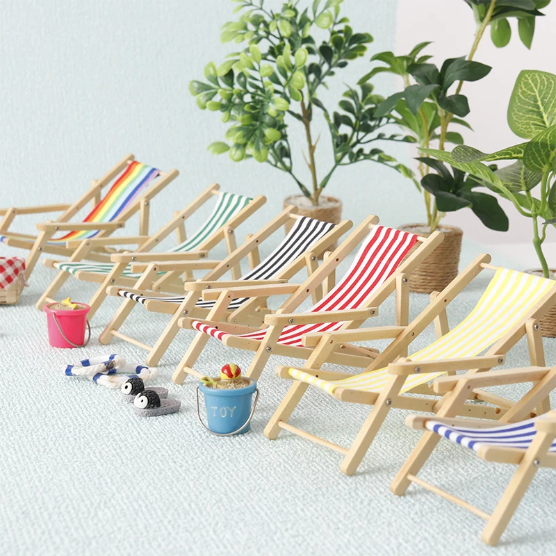 

1:12 кукольный домик, миниатюрный складной пляжный шезлонг, модель мебели, украшение для микросцены, строительная опора