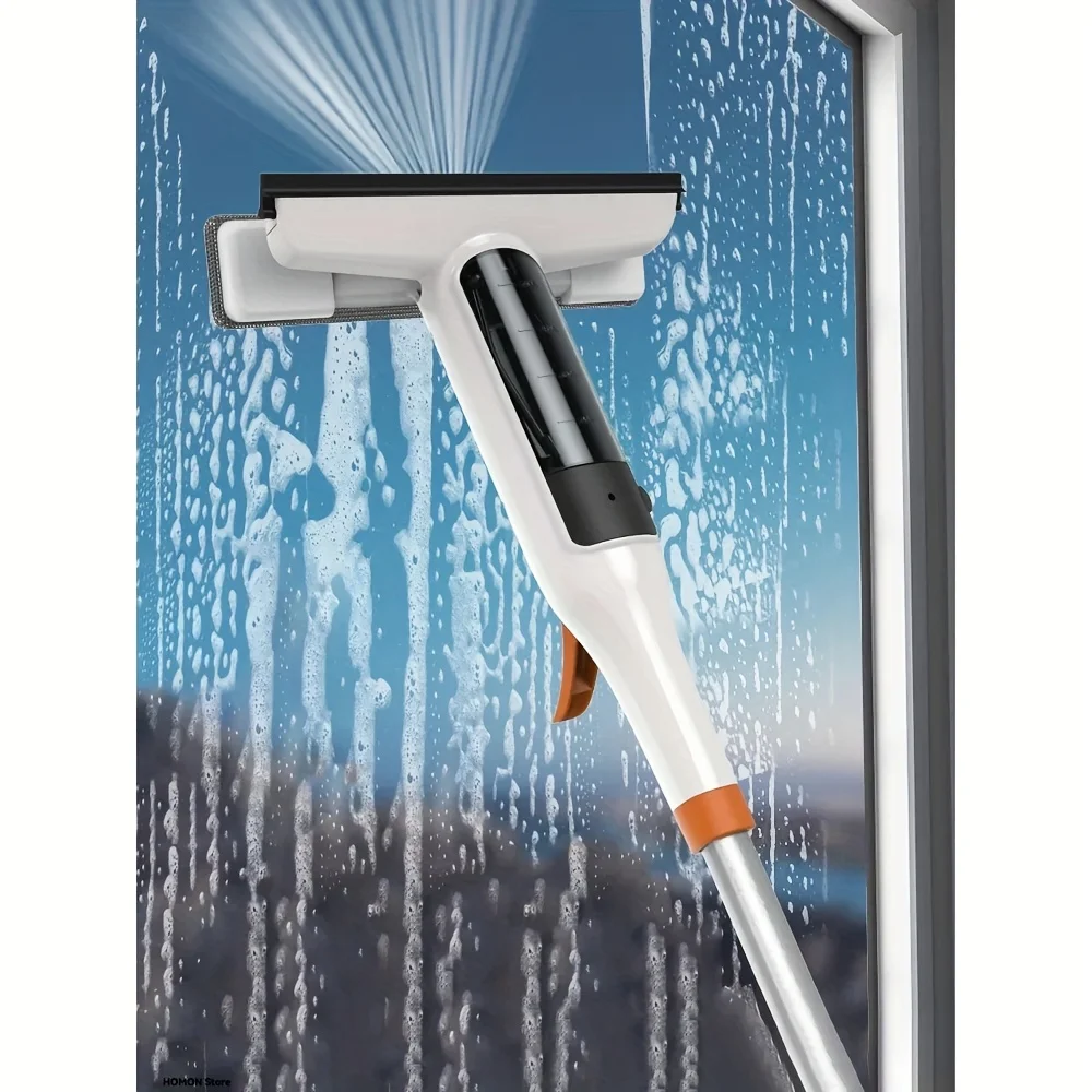 

[3-in-1 Glass Cleaning] 3-in-1 Glass Cleaning Kit - Durable Metal Pole, Scraper Included - Ideal for High Windows, Shower Doors & Car Windshields - Essential Home Cleaning Tool
