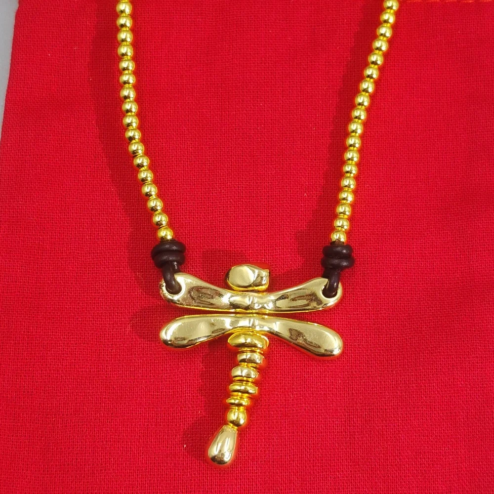 Women's Shiny Dragonfly Pendant Bead Necklace