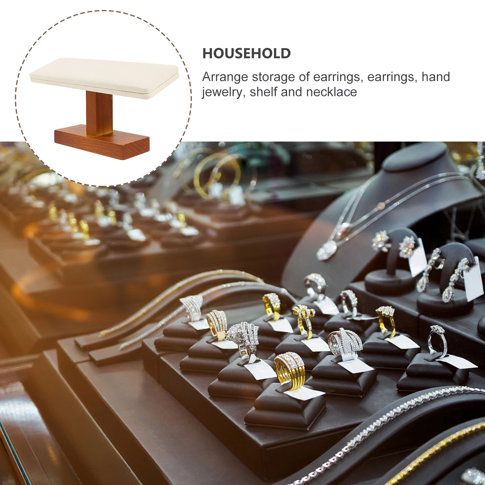 Jewelry Display Stand Organizer Bracelet Bangle Watch Rack Wooden Necklace Storage