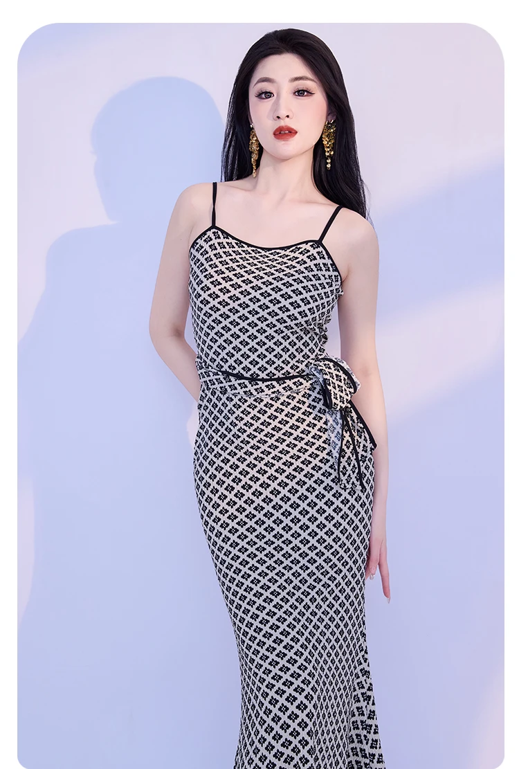 فستان أداء الرقص الشرقي للنساء فستان مُزين بطباعة مثير راقي للبالغين ملابس ممارسة الرقص الشرقي الاحترافية