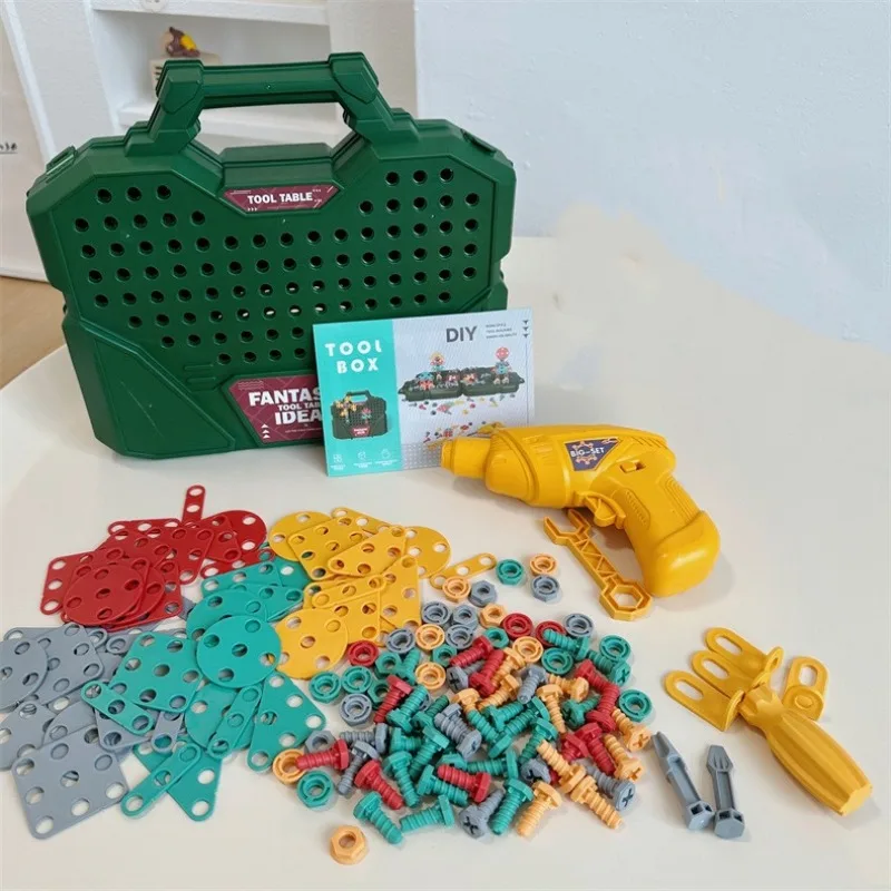 Children Pretend Play Toys Simulated Toolbox Electric Drill DIY Toys Kids Screw Disassembly Toys Boys Educational Puzzle Toy