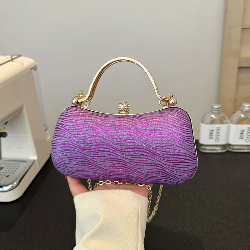 Borsa per rossetto scatola viola per donna borsa a conchiglia di design borsa a tracolla in Pvc di alta qualità pochette da sera di lusso femminile