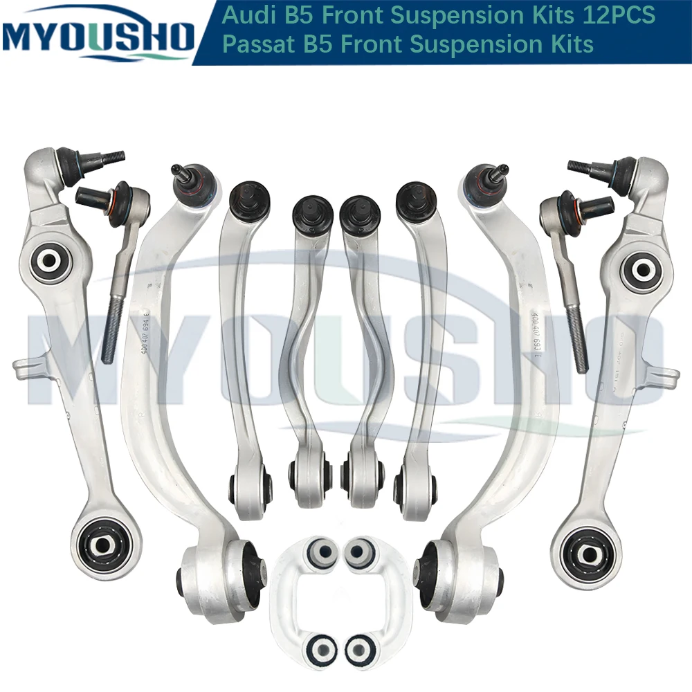 

Myousho For Audi A4 B5 A6 C5 VW Passat 12pcs Front Suspension Control Arm Ball Joint Stabilizer Link Tie Rod Kits 4D0407693E