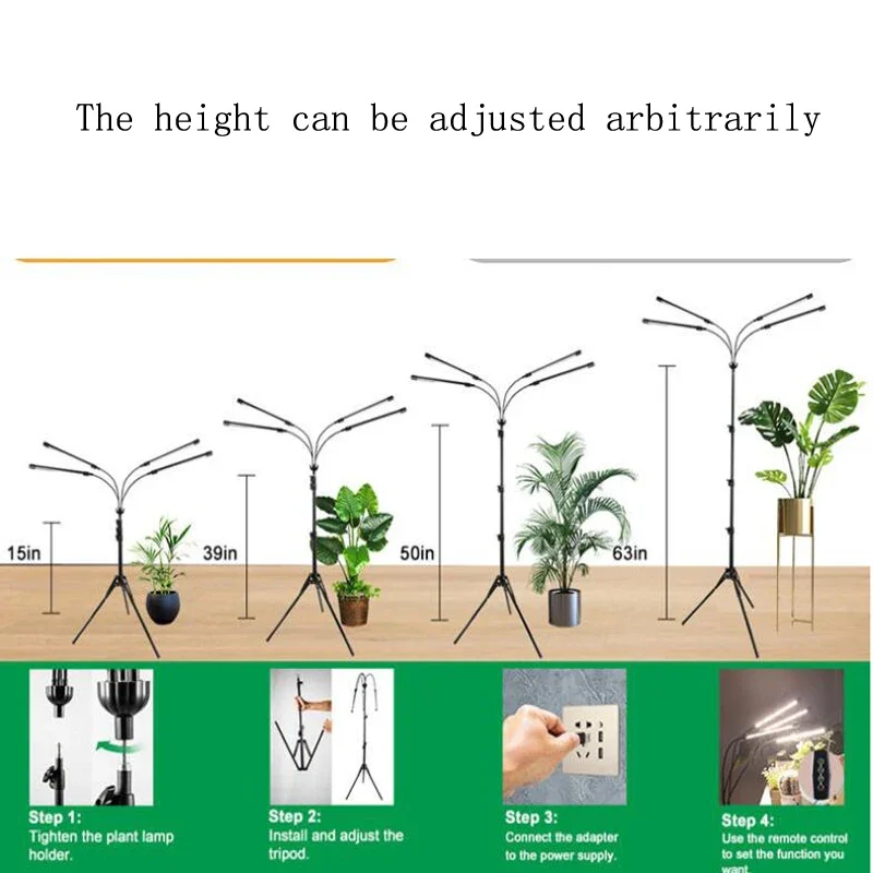 실내 식물용 LED 식물 성장 램프, 5V USB 피토 스트립 라이트, 풀 스펙트럼 피토램프 타이머, 식물 모종 꽃 텐트