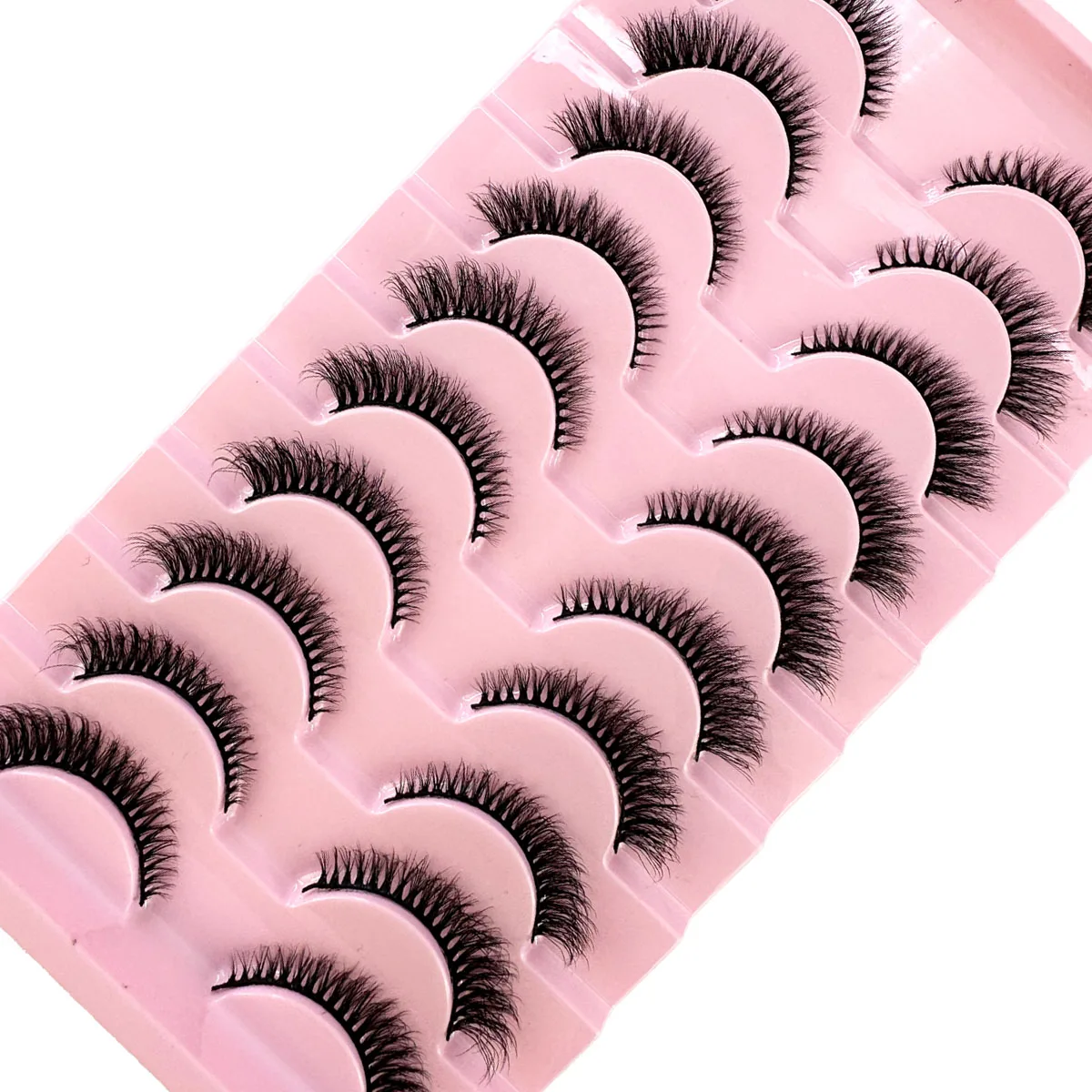 10 par 8-14mm rzęsy naturalne krótkie rzęsy z norek puszyste długie sztuczne rzęsy makijaż rzęsy kota rzęsy z norek rzęsy wielokrotnego użytku