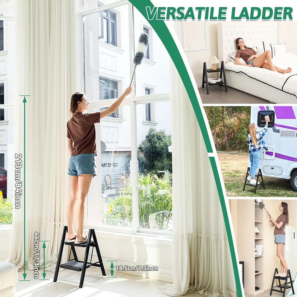 سلم مقعد قابل للطي شديد التحمل - سعة 330 رطلاً، مقعد مطبخ/خزانة غير قابل للانزلاق للبالغين والأطفال، ستيب مدمج