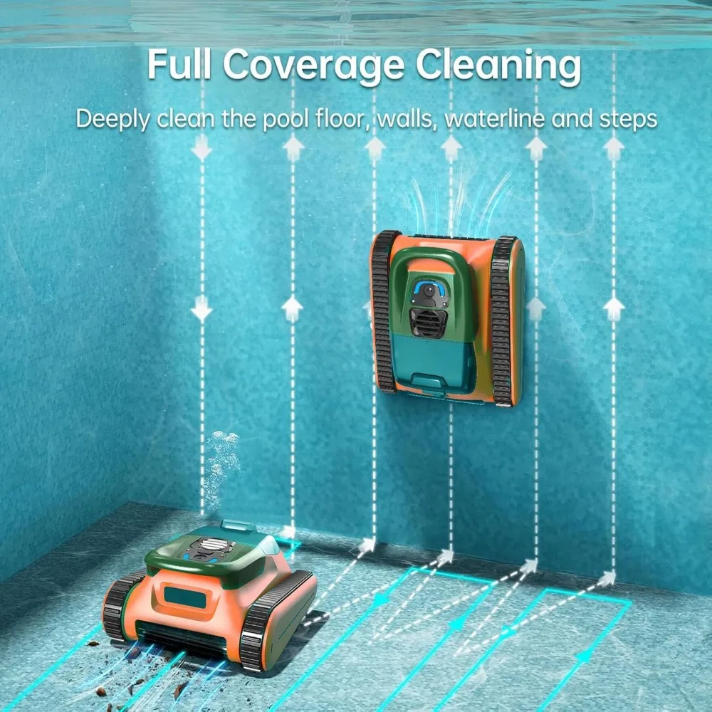 Upgraded 3.0 Pool Vacuum for Above Ground Pool,150-Min Runtime, Robotic Pool Cleaner for Wall Climbing, Self-Parking(Orange)