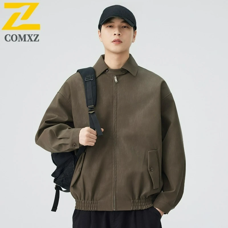 

COMXZ Мужская куртка премиум-класса, классический воротник с вырезом, уличное альпинистское ветрозащитное пальто, повседневные легкие осенние куртки для пешего туризма