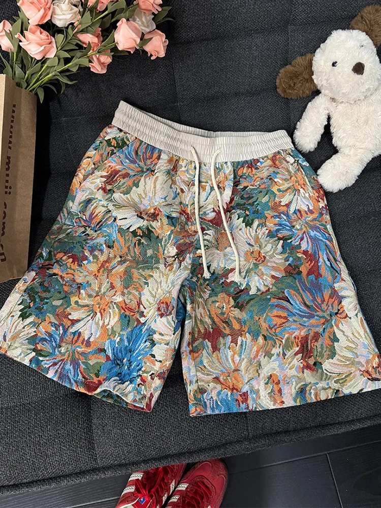 

American Painting Sle orts Men Summer Outdoor Wear Hawaiian Vaion Beach Loose Casual Five-Quarter Pants