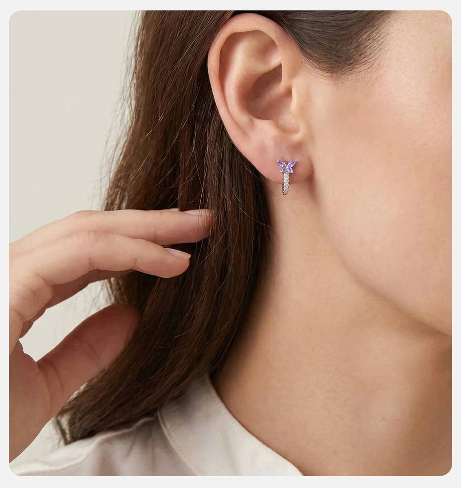 Vnox Trendy Luxus-Ohrringe mit bunten Schmetterlingen und Zirkonia für Damen, glänzende Kristall-Schleifen-Blumen-Ohrringe, Brautschmuck für Hochzeiten. – Detail 18