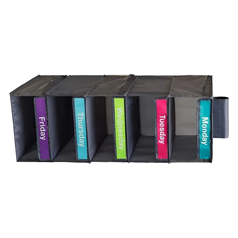 منظم خزانة AT43 مع 5 أرفف و5 جيوب جانبية منظم ملابس أسبوعي مع أرفف تخزين معلقة يومية #2