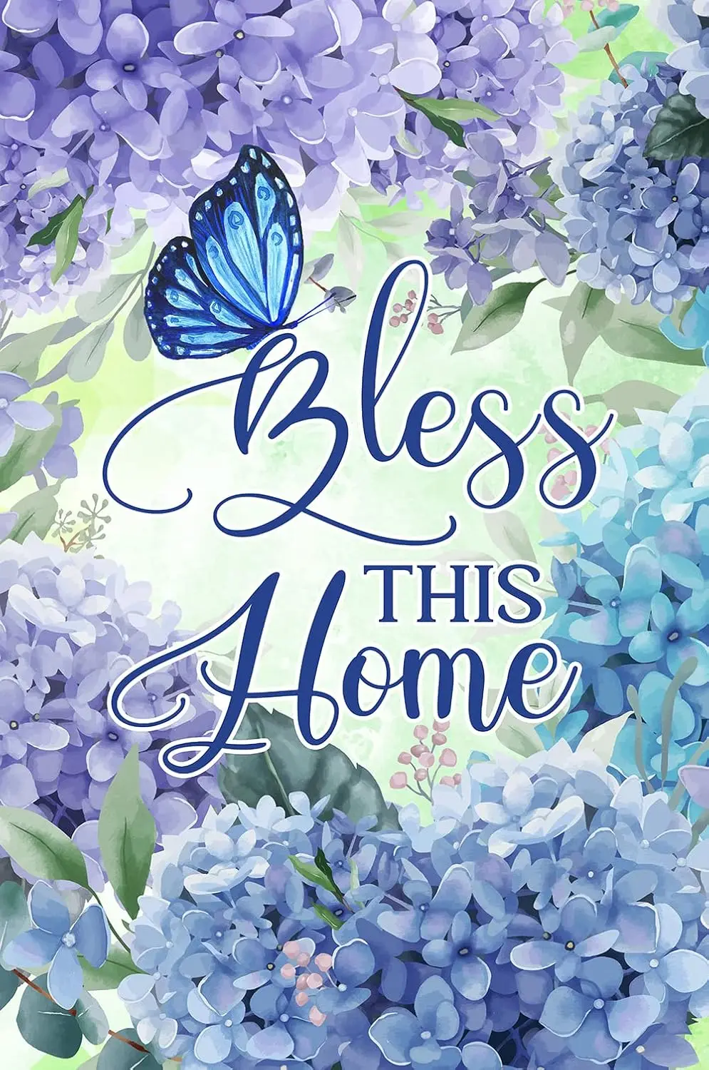 Texupday Bless This Home Blue Hydrangea Decoration Spring Summer Floral Garden Flag Outdoor Yard Flag