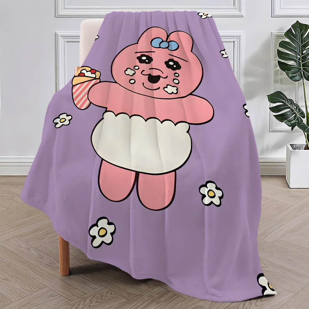 Cartoon O-Opanchu Cute Usagi Bunny Blanket Plush Nap Sofa rug for Living Room Warm Office Bedroom Birthday Home Travel Kid Gifts