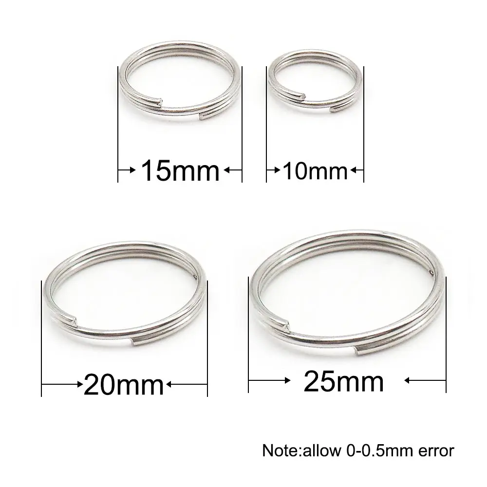 100Pcs Hot Sells Pet ID Tag 10MM 15MM Stainless Steel Keyring Colorful Metal Charm Pendant Supplies Accessories