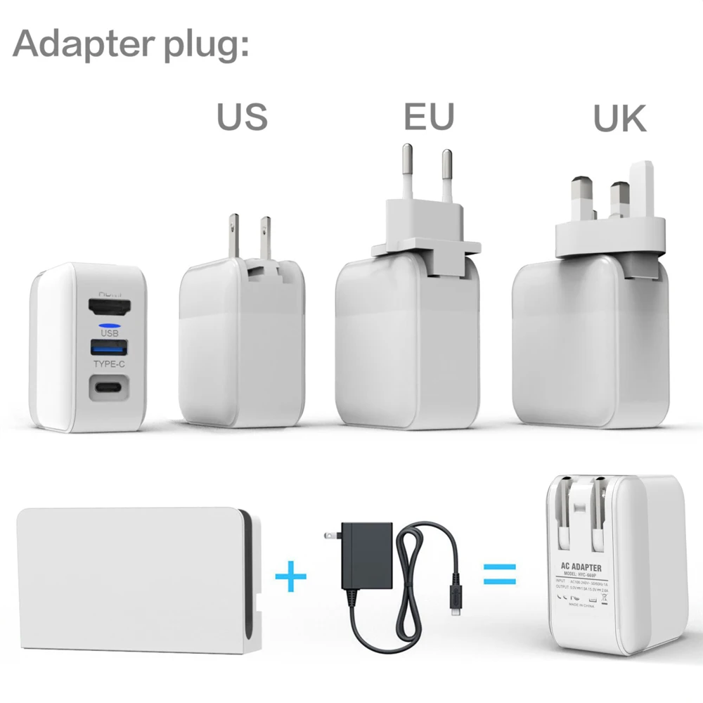 10pcs EU plug HDMI-compatible for Switch GaN fast charger Portable TV Docking Station for Laptops iPad Phone