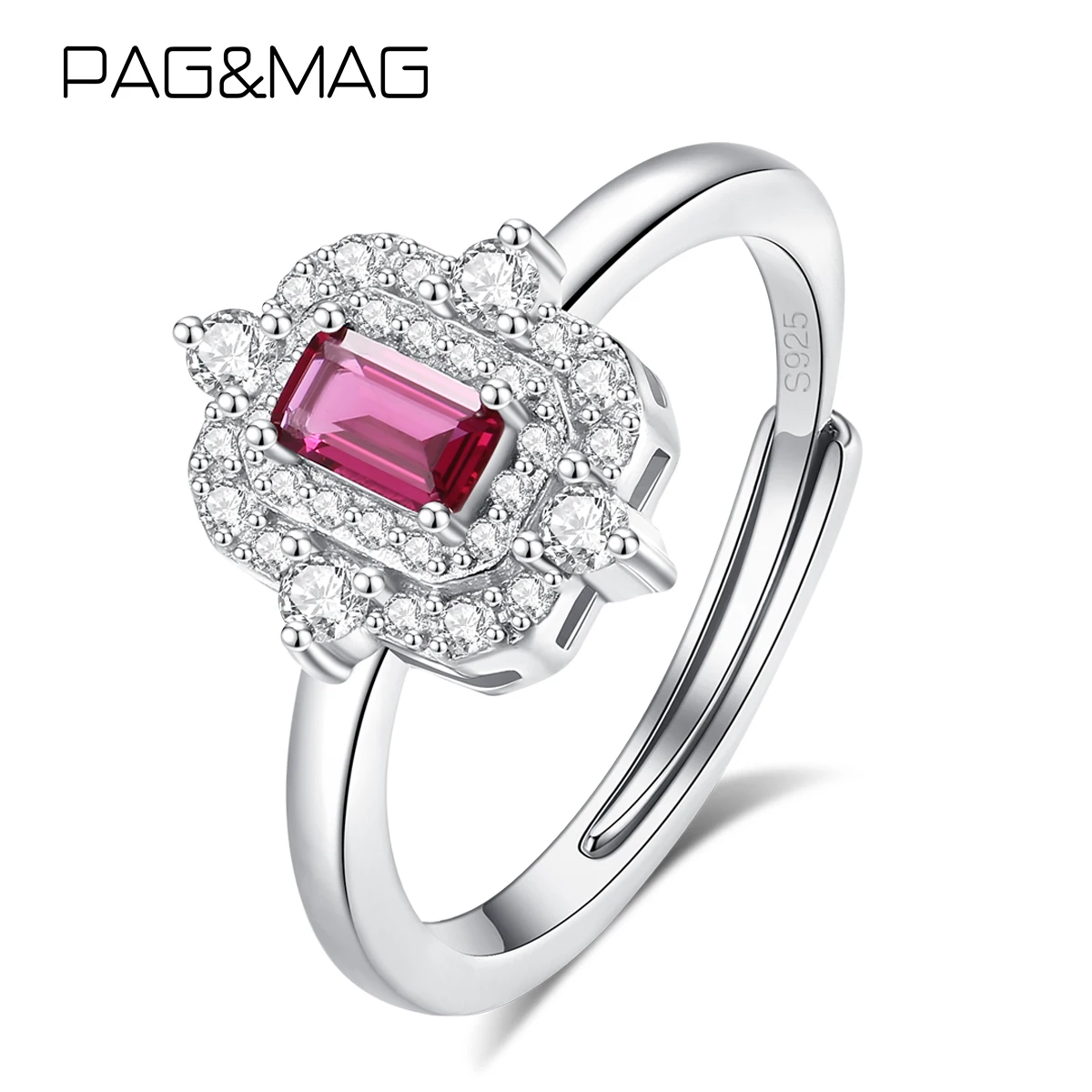 

PAG&MAG 2026 Новые роскошные женские кольца из серебра 925 пробы с драгоценными камнями, элегантные изящные открытые кольца для свадебных торжеств и выпускных вечеров